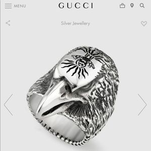 GUCCI ANGER Forest eagle head ring in silver